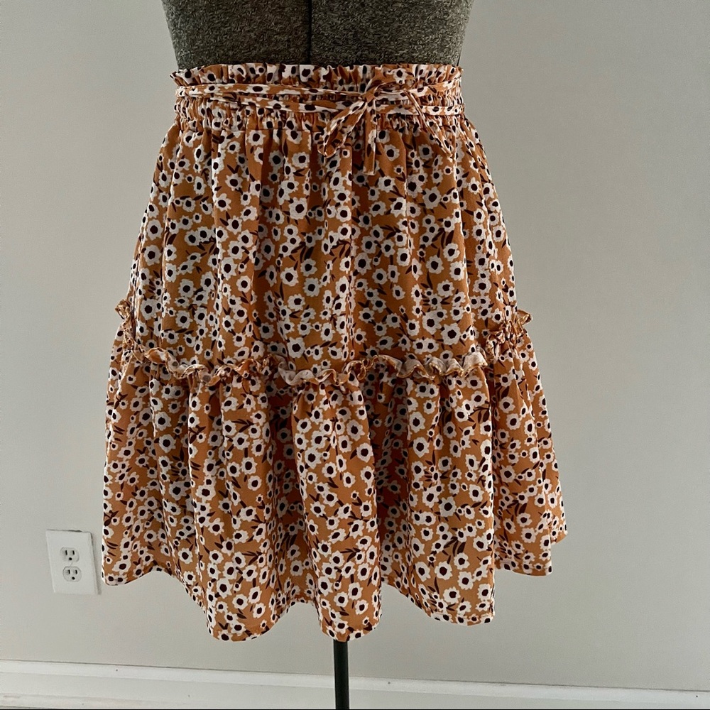 Ruffled Small-Print Floral Skirt